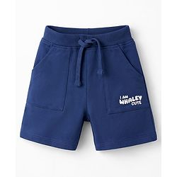 Babyhug Single Jersey Knit Half Sleeves T-Shirt & Shorts Set With Whale & Crab Print - White & Navy Blue