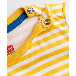 Babyhug 100% Cotton Single Jersey Knit Half Sleeves Striped T-Shirt & Shorts Set With Bear Print - Multicolor