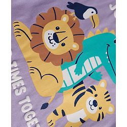 Babyhug Single Jersey Knit Half Sleeves T-Shirt & Shorts Set Animal Print - Lavender & Yellow
