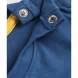 Babyhug Single Jersey Knit Half Sleeves T-Shirt & Shorts Set With Text Print - Navy Blue & Yellow