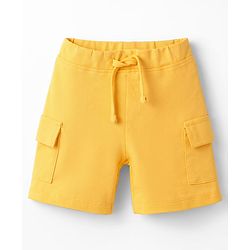 Babyhug Single Jersey Knit Half Sleeves T-Shirt & Shorts Set With Text Print - Navy Blue & Yellow