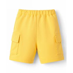 Babyhug Single Jersey Knit Half Sleeves T-Shirt & Shorts Set With Text Print - Navy Blue & Yellow