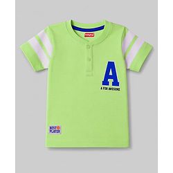 Babyhug 100% Cotton Single Jersey Knit Half Sleeves T-Shirt & Shorts Set Alphabet Print - Green Blue