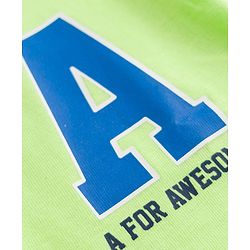 Babyhug 100% Cotton Single Jersey Knit Half Sleeves T-Shirt & Shorts Set Alphabet Print - Green Blue