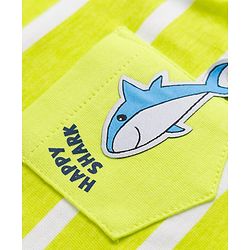 Babyhug 100% Cotton Knit Half Sleeves Striped & Sea Life Printed T-Shirt & Shorts Set - Lime Green