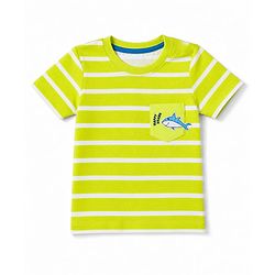Babyhug 100% Cotton Knit Half Sleeves Striped & Sea Life Printed T-Shirt & Shorts Set - Lime Green