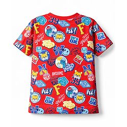 Babyhug Cotton Knit Half Sleeves T-Shirt With Text Print - Multicolor