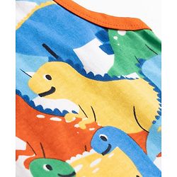 Babyhug Cotton Knit Sleeveless Tank T-Shirt With Dino Print - Multicolor