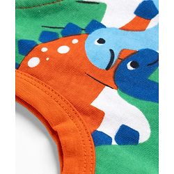 Babyhug Cotton Knit Sleeveless Tank T-Shirt With Dino Print - Multicolor