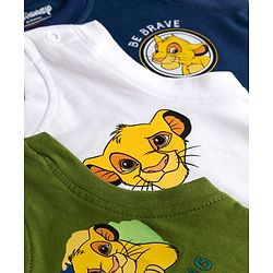Babyhug Disney Cotton Single Jersey Knit T-Shirts with Sleeveless Styling and The Lion King Print in for in Navy Blue for Pack of 3 3-6 Months