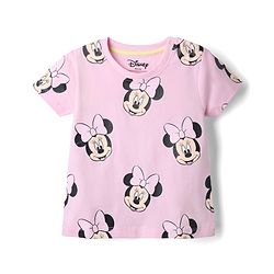 Babyhug Disney Single Jersey Knit Half Sleeves Co-Ords T-Shirt & Pyjama Night Suit with Minnie Mouse Graphic Pack of 2 - Pink & Green