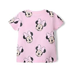 Babyhug Disney Single Jersey Knit Half Sleeves Co-Ords T-Shirt & Pyjama Night Suit with Minnie Mouse Graphic Pack of 2 - Pink & Green