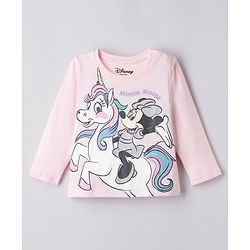 Babyhug Disney Single Jersey Knit Full Sleeves T-Shirt & Pyjama Night Suit with Unicorn & Minnie Mouse Print - Pink