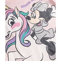 Babyhug Disney Single Jersey Knit Full Sleeves T-Shirt & Pyjama Night Suit with Unicorn & Minnie Mouse Print - Pink