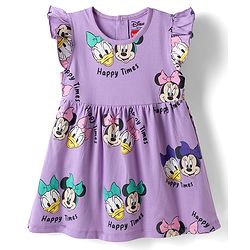 Babyhug Disney Single Jersey Knit Frill Sleeves With Minnie Mouse & Friend Graphics Pack of 2 - Pink & Lavender