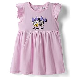 Babyhug Disney Single Jersey Knit Frill Sleeves With Minnie Mouse & Friend Graphics Pack of 2 - Pink & Lavender