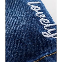 Babyhug Mid Thigh Washed Denim Skirt with Text Embroidery & Stretch - Blue