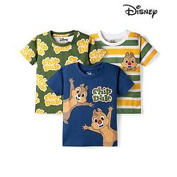 Babyhug Disney Single Jersey Half sleeves Knit T-Shirt with Chip & Dale Graphic Pack of 3 -Multicolour