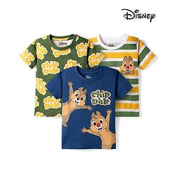 Babyhug Disney Single Jersey Half sleeves Knit T-Shirt with Chip & Dale Graphic Pack of 3 -Multicolour