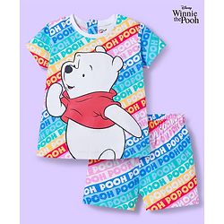 Babyhug Disney Single Jersey Knit Half Sleeves T-Shirt & Shorts Co-ord Night Suit with Winnie The Pooh Graphics - Multicolor