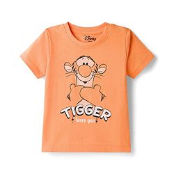 Babyhug Disney Single Jersey Knit Half Sleeves T-Shirt & Shorts Night Suit with Tigger Graphics - Orange