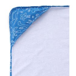 Babyhug Interlock Knit Hooded Towel with Dino Print L 74 x B 74 cm - Blue