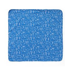 Babyhug Interlock Knit Hooded Towel with Dino Print L 74 x B 74 cm - Blue