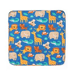 Babyhug Interlock Knit Hooded Towel with Animal Print L 75 x B 75 cm - Blue