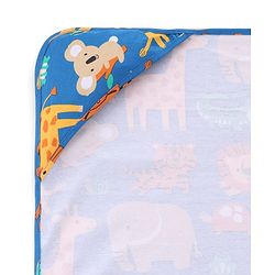Babyhug Interlock Knit Hooded Towel with Animal Print L 75 x B 75 cm - Blue