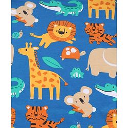 Babyhug Interlock Knit Hooded Towel with Animal Print L 75 x B 75 cm - Blue