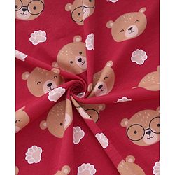 Babyhug Interlock Knit Hooded Towel with Teddy Print L 74.5 x B 74.5 cm - Red