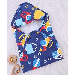Babyhug Interlock Knit Hooded Towel with Vehicle Print L 74 x B 74 cm - Navy Blue