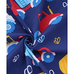 Babyhug Interlock Knit Hooded Towel with Vehicle Print L 74 x B 74 cm - Navy Blue