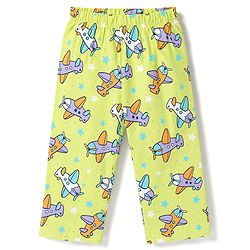 Babyhug Cotton Knit Half Sleeves Aeroplane Printed Co-Ords Shirt & Pyjama Night Suit - Yellow
