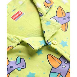 Babyhug Cotton Knit Half Sleeves Aeroplane Printed Co-Ords Shirt & Pyjama Night Suit - Yellow