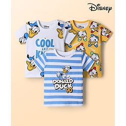 Babyhug Disney Single Jersey Knit Half Sleeves T-Shirts with Donald Duck Graphics Pack of 3 - Multicolor