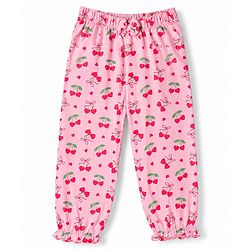 Babyhug 100% Cotton Knit Half Sleeves Top & Pyjama Co-ords Night Suit With Strawberry Print - Pink