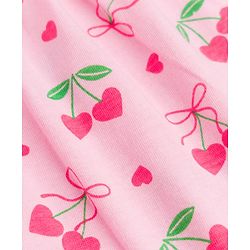 Babyhug 100% Cotton Knit Half Sleeves Top & Pyjama Co-ords Night Suit With Strawberry Print - Pink