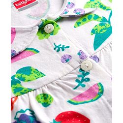 Babyhug Cotton Knit Half Sleeves Tropical Theme Printed Co-Ords Top & Pyjama Night Suit - White
