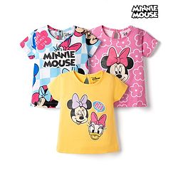 Babyhug Disney Single Jersey Knit Half Sleeves T-Shirts With Minnie Mouse Graphics Pack of 3 - Multicolor