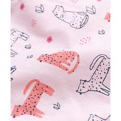 Babyhug Cotton Knit Half Sleeves Animal Printed Co-Ords Top & Pyjama Night Suit - Light Pink