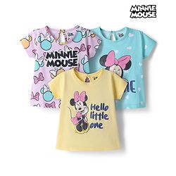 Babyhug Disney Single Jersey Knit Half Sleeves T-Shirts with Minnie Mouse Graphics Pack of 3 - Multicolor