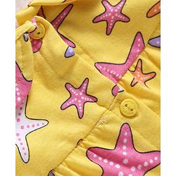 Babyhug 100% Cotton Knit Half Sleeves Sea Life Printed Co-Ords Top & Shorts Night Suit - Yellow