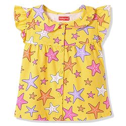 Babyhug 100% Cotton Knit Half Sleeves Sea Life Printed Co-Ords Top & Shorts Night Suit - Yellow