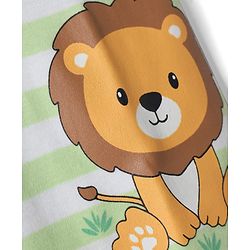 Babyhug Cotton Knit T-Shirt Half Sleeves Striped with Graphics Multi Color 6-9 Months