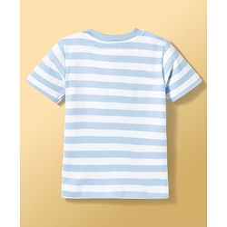 Babyhug Cotton Knit T-Shirt Half Sleeves Striped with Graphics Multi Color 6-9 Months