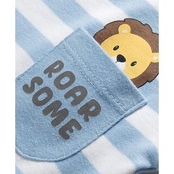 Babyhug Cotton Knit T-Shirt Half Sleeves Striped with Graphics Multi Color 6-9 Months