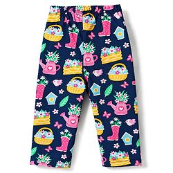 Babyhug Cotton Knit Full Sleeves Floral Printed Co-Ords Top & Pyjama Night Suit - Navy Blue