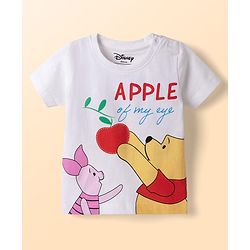 Babyhug Disney Single Jersey Knit Half Sleeves T-Shirt & Shorts Night Suit with Winnie the Pooh Graphics - White