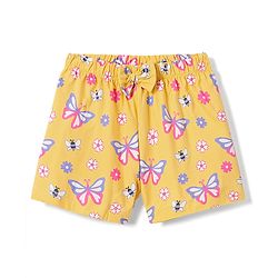 Babyhug 100% Cotton Knit Half Sleeves Floral & Butterfly Printed Co-Ords Top & Shorts Night Suit - Orange